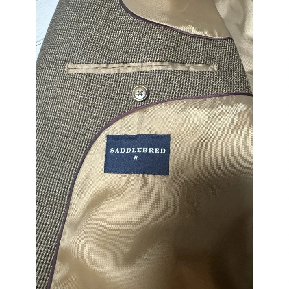 Saddlebred 100% Lambswool Blazer Sport Coat Jacket Houndstooth Academia Men‎ 46L